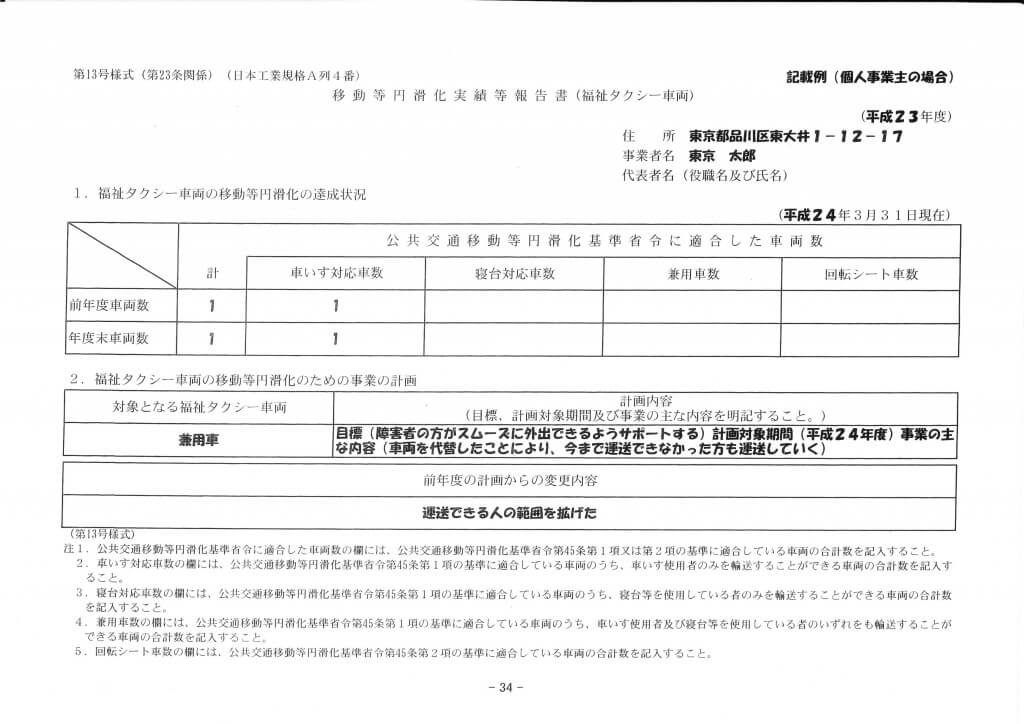 移動等円滑実績報告書　書き方